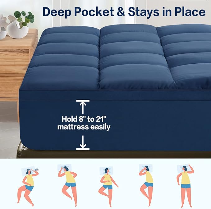 SOPAT Mattress Topper Queen Size Extra Thick Mattress Pad 8-21" Deep Pocket - Image 4