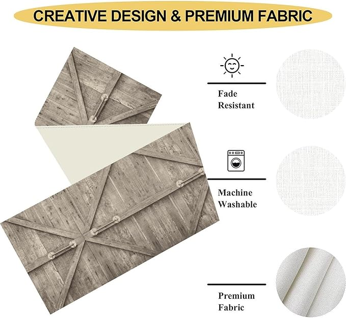 Rustic Wood Bar Door Table Runner, Rustic Country Retro Farmhouse Village Plank - Image 5