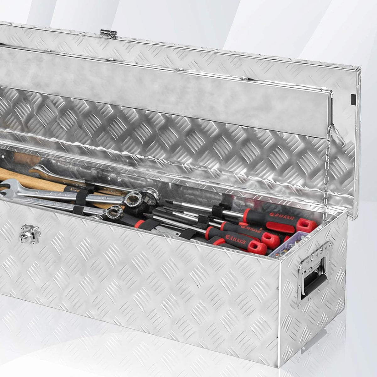 49 inch aluminum truck bed tool box with on a desk or shelf