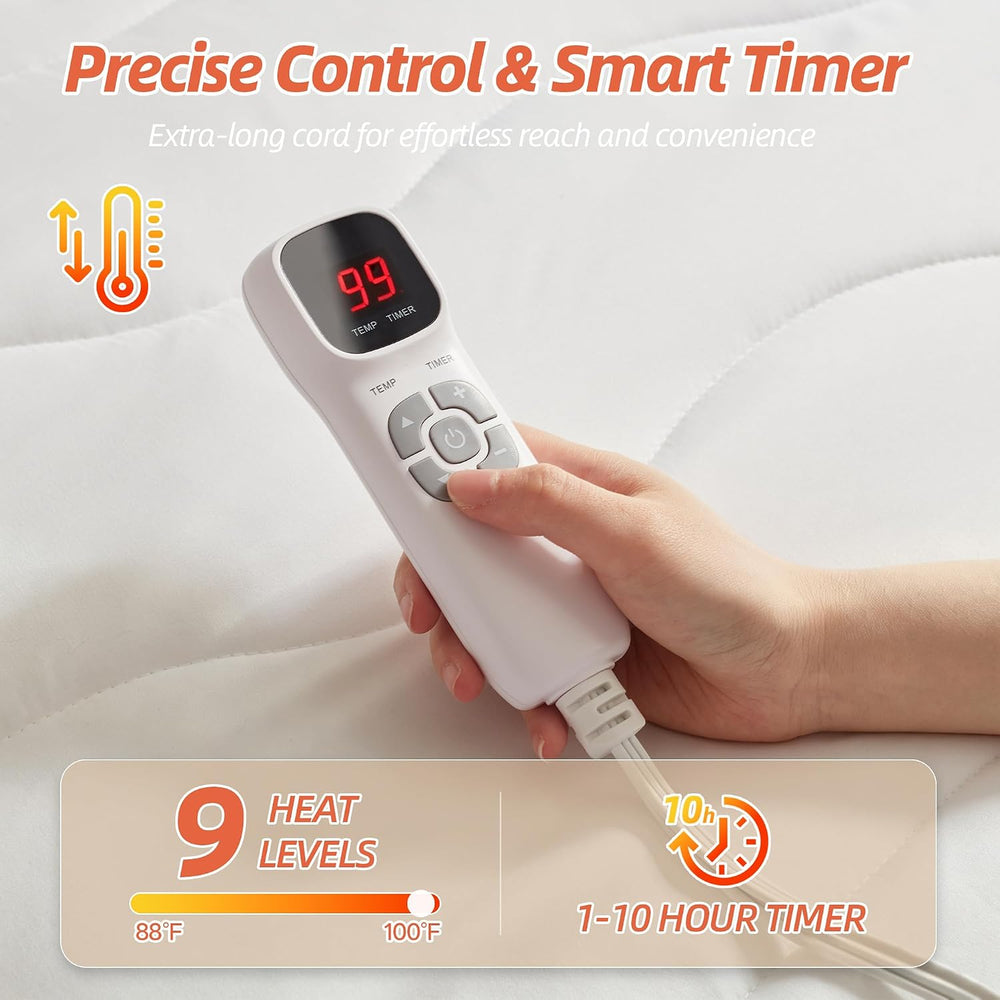 Heated Mattress Pad Queen, Cozy Bed Warmer with Preheat & Memory