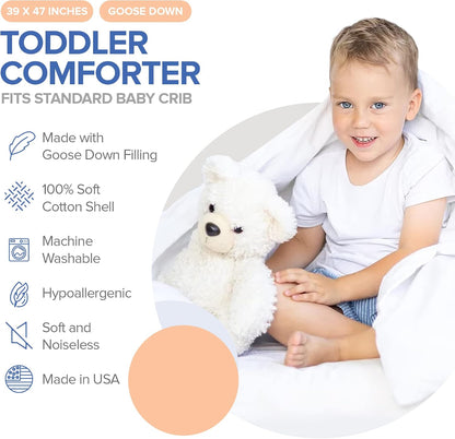 Continental Bedding Serenity Toddler Down Comforter 700 Fill Power White Down Duvet Insert 100% Cotton Shell White, 39x47
