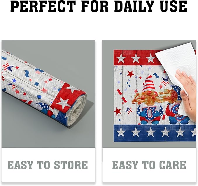 Giwawa Patriotic Gnomes Placemats 12x18inch 4th of July USA Elf American Stars - Image 6
