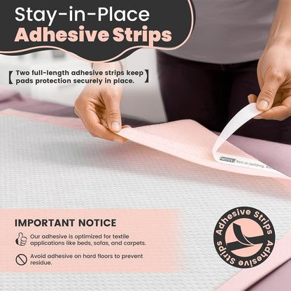 mkiss bed pads with adhesive strip 30"x36", thick, close-up detail