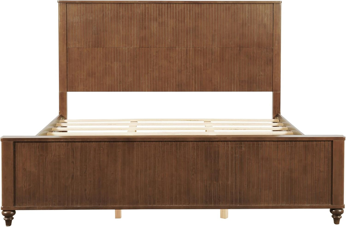 merax king size wood bed frame with fluted, side view