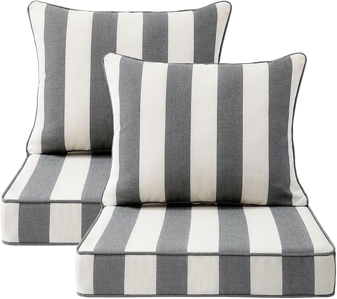 Outdoor Patio Chair Cushions Set, Water-Repellent, Fade Resistant, Deep Seat by Unimatta