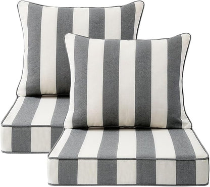 Outdoor Patio Chair Cushions Set, Water-Repellent, Fade Resistant, Deep Seat by Unimatta