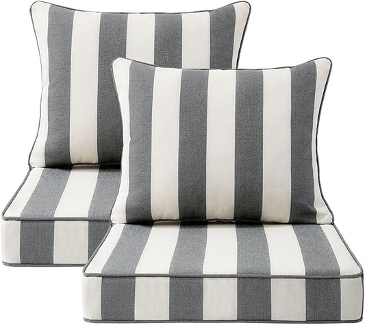 Outdoor Patio Chair Cushions Set, Water-Repellent, Fade Resistant, Deep Seat by Unimatta