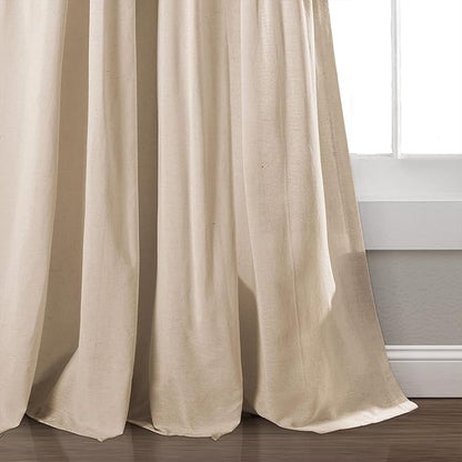 Lush Decor Linen Button Window Curtain Panel, Dark Linen - Image 4