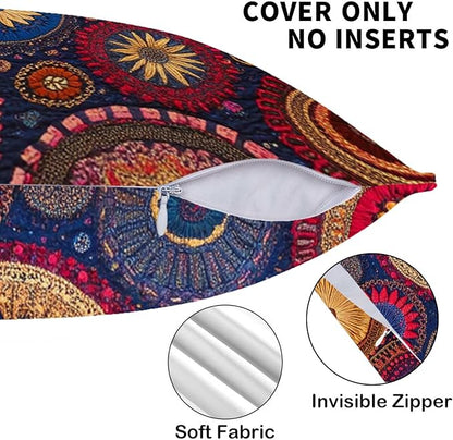 Mandala Circle Printed Pillow Covers 18x18 Set of 2 | Boho Decorative Throw - Image 7