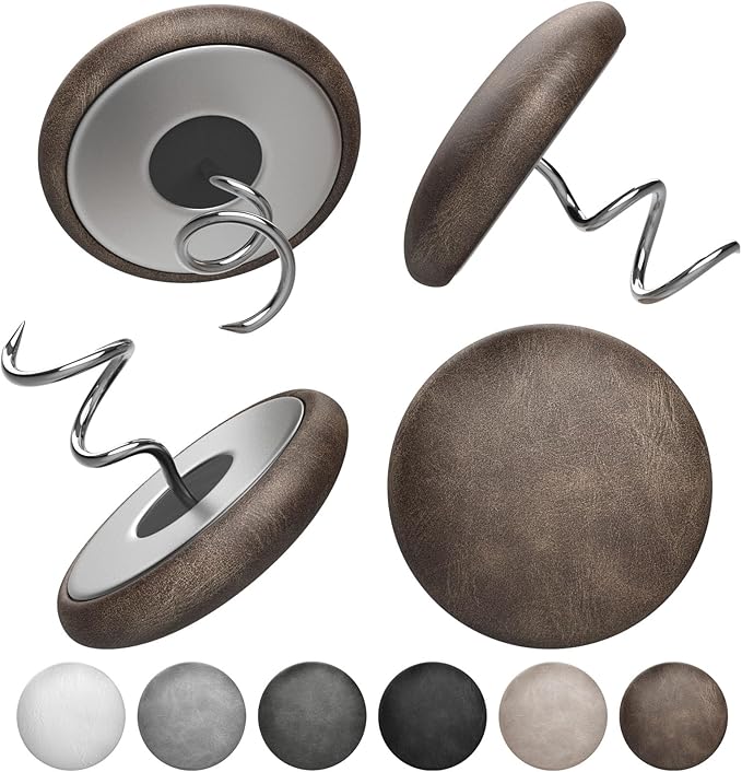 Leather Upholstery Twist Pins for Bed Skirts – 12 Pack Fabric Holders and Tacks by MAICOBI