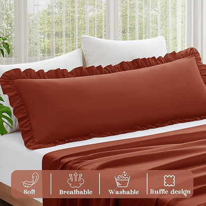 KKJIAF Ruffle Body Pillow Cases Set of 1, Ruffled Pillow Covers - Image 4