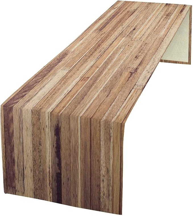 Wooden Table Runner Farmhouse Rustic Country Wood Plank Kitchen Dinner Runner by ZhiRain