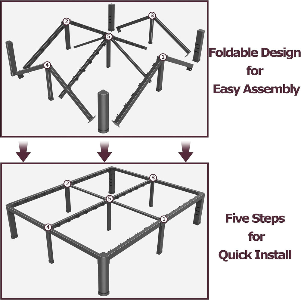 Bilily 18 inch Queen Bed Frame Metal Platform with Round Corner Legs,3500 LBS...