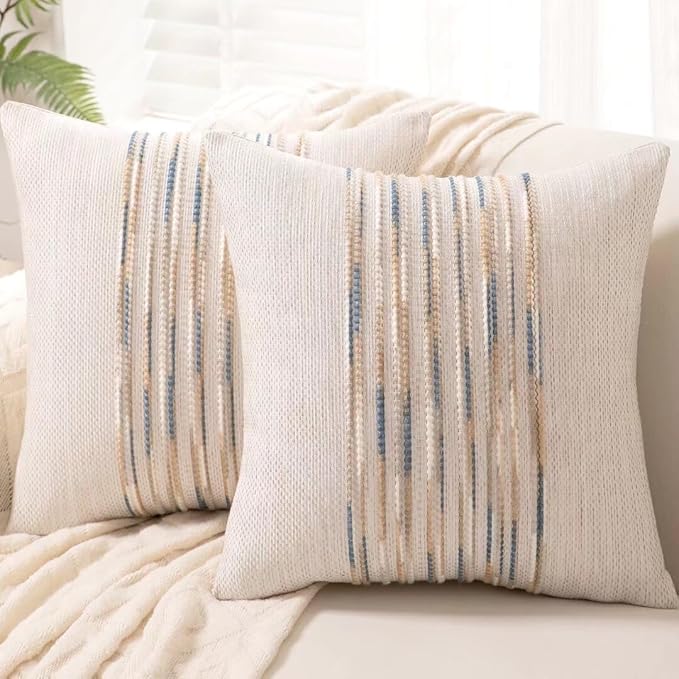 Boho Throw Pillow Covers 18x18 Set of 2 Farmhouse Decorative Cushion Case by Unknown