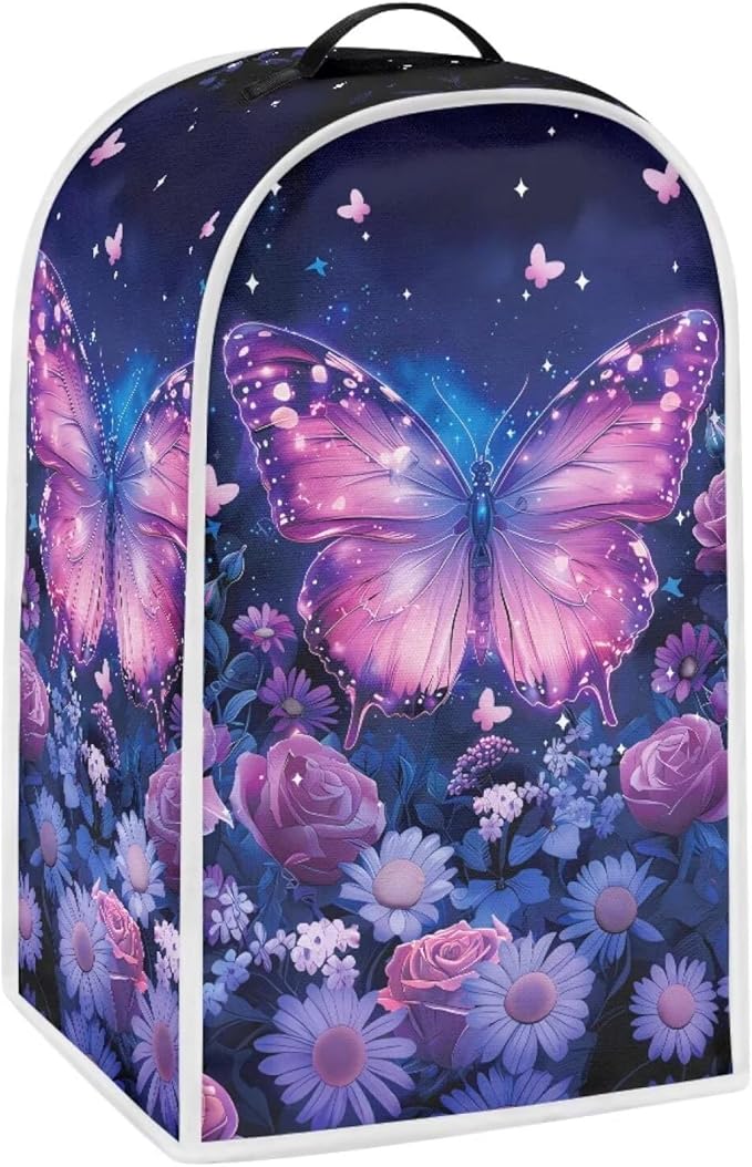 Talayituse Butterfly Rose Daisy Flower Print Blender Dust Cover, Fingerprint - Image 2