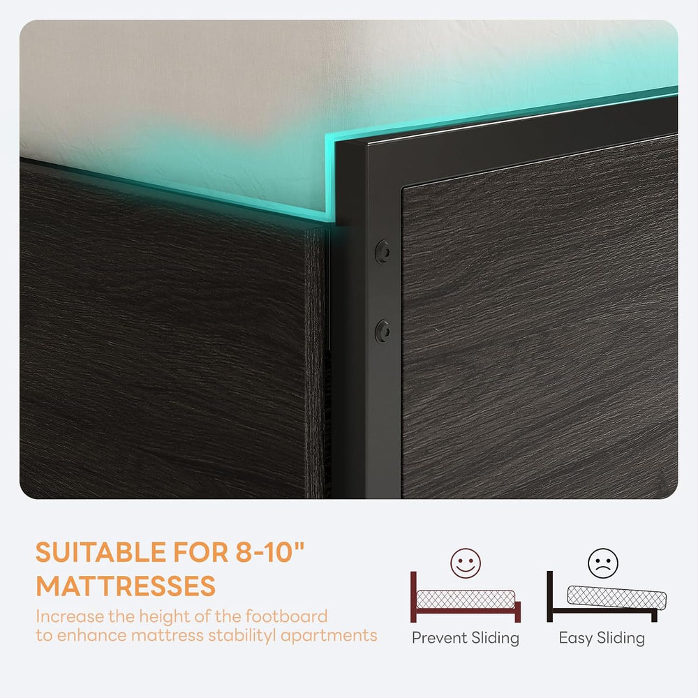 LIKIMIO Twin Bed Frame with DIY Layout Storage Drawers and LED Light