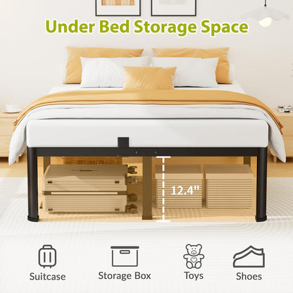 superay 14 inch queen metal bed frame with showing dimensions