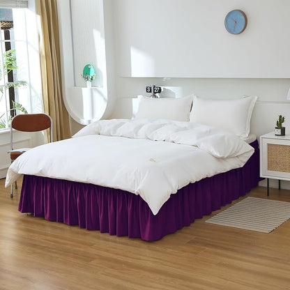MEILA Queen Bed Skirt, Wrap Around Ruffle Bed Skit - Image 3