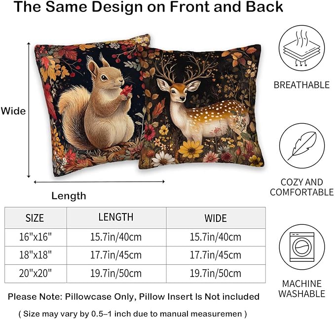 Throw Pillow Covers for Couch and Sofa | 18x18 Set of Pillowcases for Christmas - Image 5