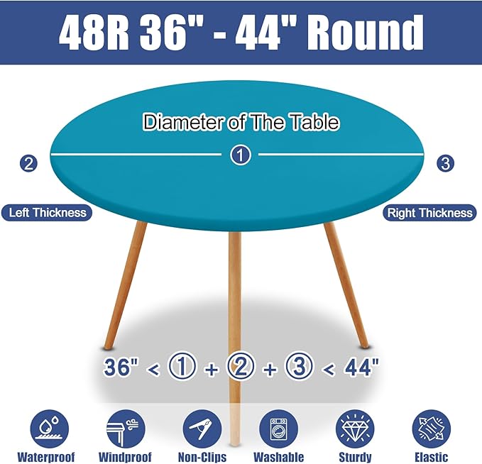 Round Spandex Tablecloth, Elastic Fitted Waterproof Tablecloths - Image 8