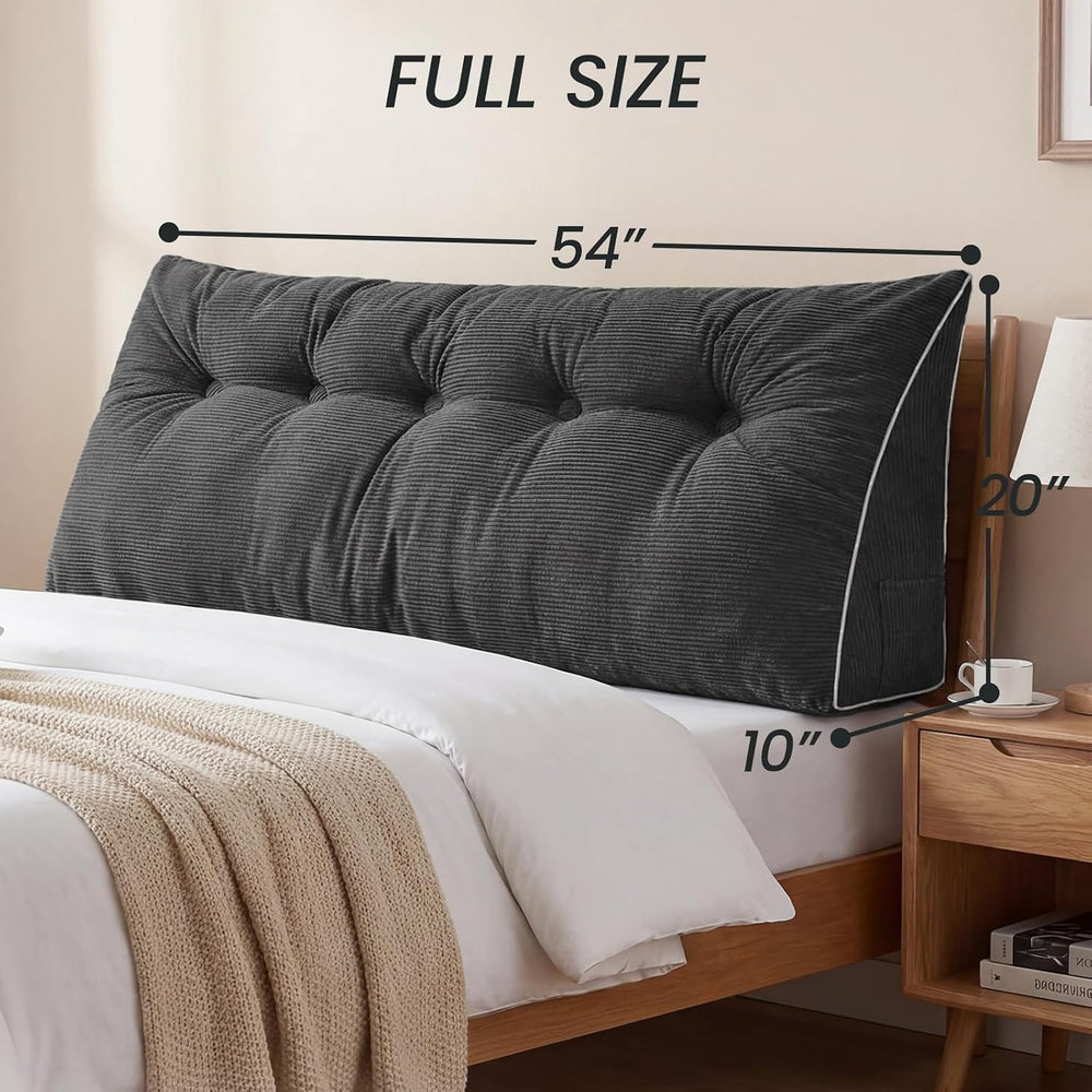 Sasttie Headboard Pillow Full, Wedge Pillow Headboard, Dark Grey