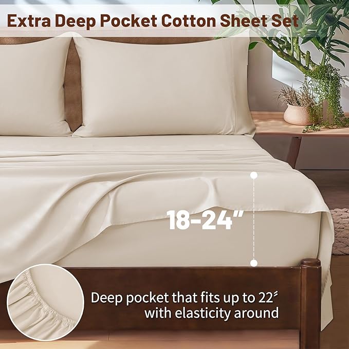 Extra Deep Pocket King Sheets 18-24 Inch 100% Egyptian Cotton 1000 Thread Count - Image 2