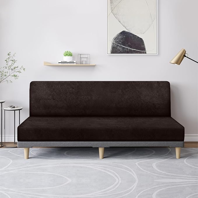 molasofa Leather Like Stretch Futon Slipcover Armless Sofa Cover Furniture - Image 7