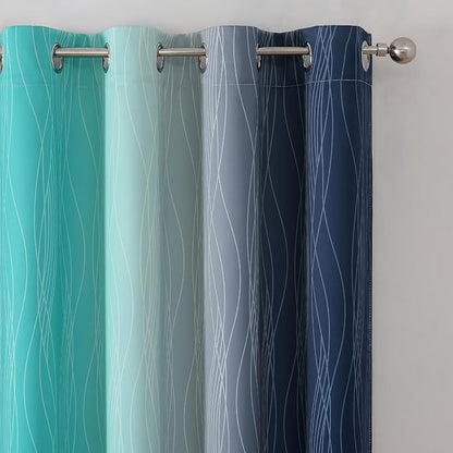 Estelar Textiler Navy Blue and Teal Blackout Curtains 45 Inch Length, Full - Image 4