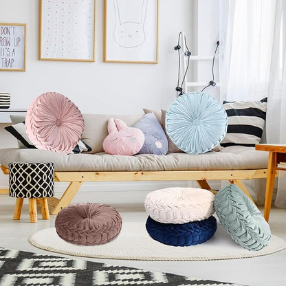 Yerliker 6 Pcs Floor Pillow Cushions 15inch Round Velvet Throw Pillows Colorful - Image 2