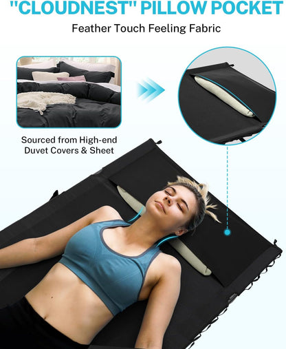 gonex 31" wide camping cot lightweight folding portable, close-up detail