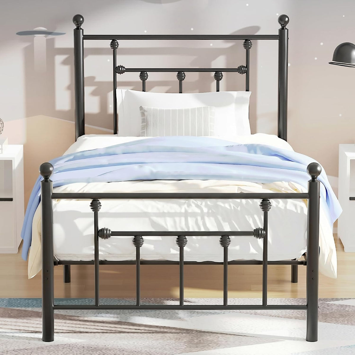 vecelo twin size metal platform bed frame with, main product view
