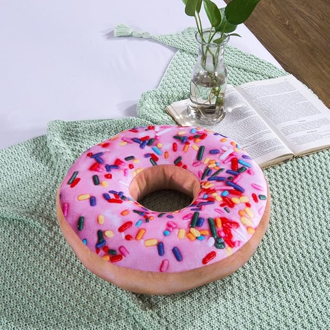 HYSEAS Round Throw Pillow 14 Inch Pink Donut, 3D Digital Print Decorative - Image 8