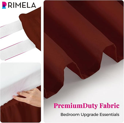 RIMELA Wine Red Bed Skirt King Size 15 Inch Drop, Elastic Bed Skirting - Image 5