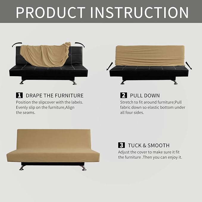Easy-Going Stretch Futon Slipcover Armless Futon Bed Cover Furniture Protector - Image 4