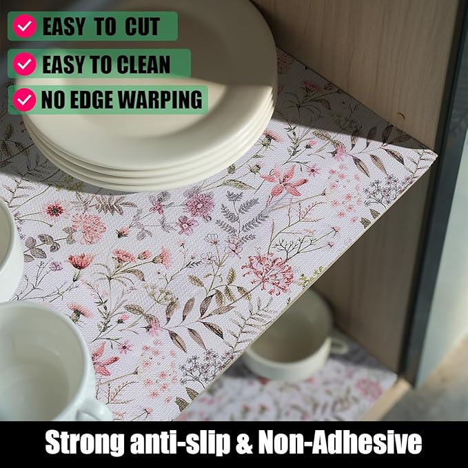 Leaf Floral Shelf Liners Non Adhesive and Strong Non-Slip Shelf and Drawer - Image 2