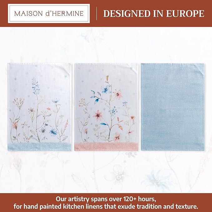 Maison d' Hermine Kitchen Towels Set of 3 100% Cotton 20" x 27.5" Reusable - Image 2