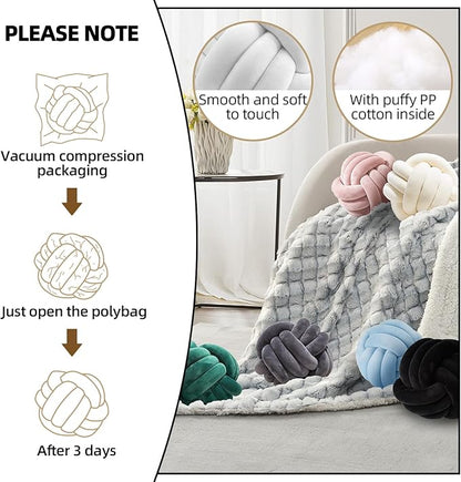 2 Pcs Knot Pillows, 8.7" Decorative Round Pillow Cushions - Image 2