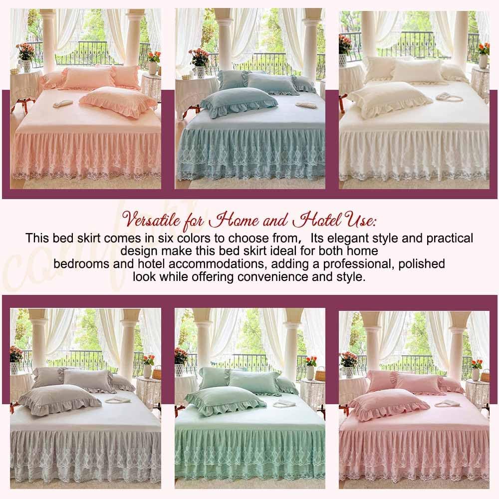 Lace Bed Skirt & Bedsheet Queen Size - 17 in. Drop, Easy Fit Ruffled Beds...