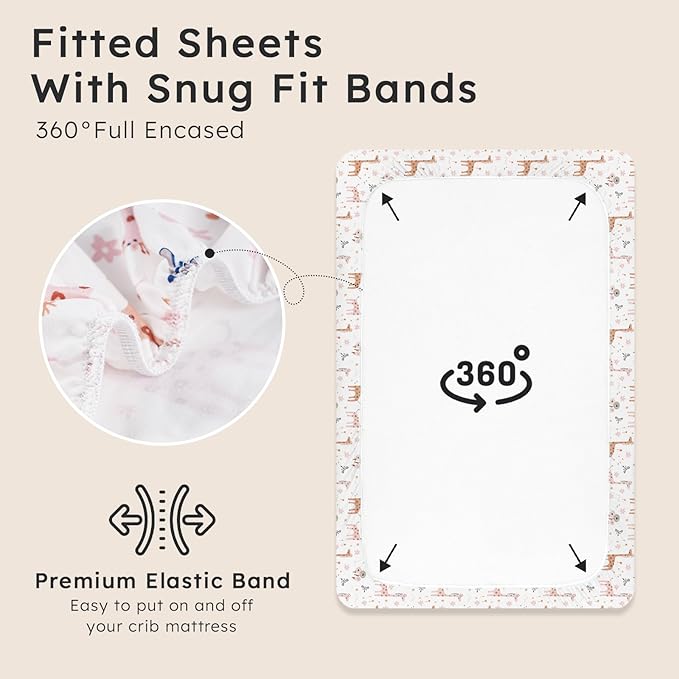 Baby Crib Sheets for Boys Girls Neutral, 2 Pack Crib Mattress Sheet for - Image 4