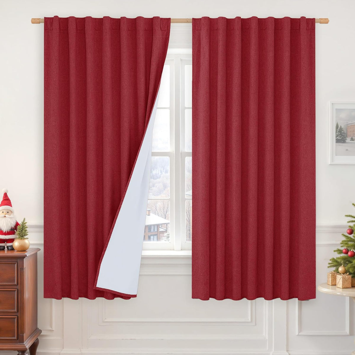 lamit 63 inch length 100% blackout linen curtains, main product view