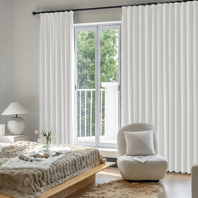 IVAPUPU Pinch Pleated Linen Blend Blackout Curtains - Image 6