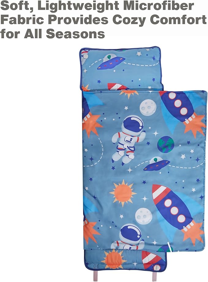 EVERYDAY KIDS Nap Mat w/Removable Pillow -Outer Space Adventures- Carry Handle - Image 3
