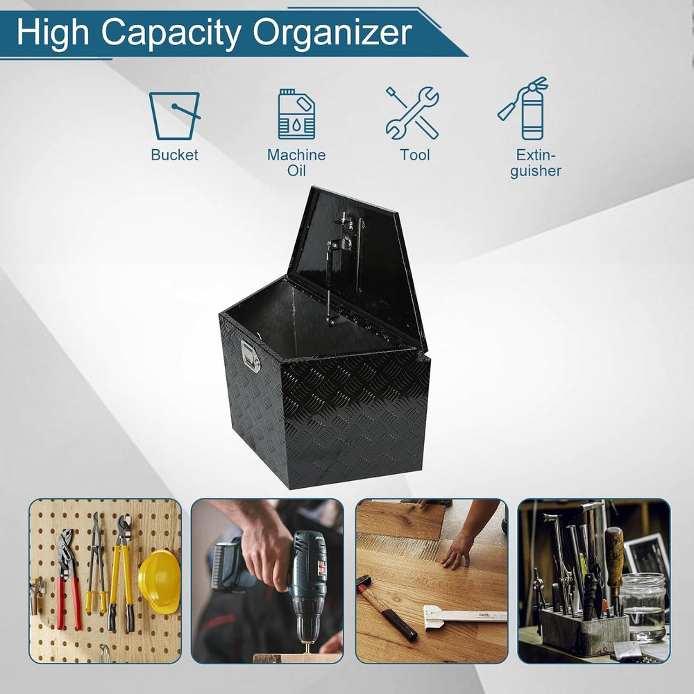 29 X 16.5 X 18 Inch Black Heavy Duty 5 Bar Tread Aluminum Trailer Tongue Box ...