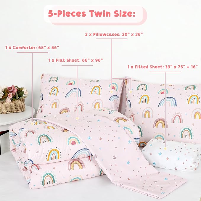Twin Size Toddler Bedding Set for Girls 5 Piece Toddler Girl Bedding, Super - Image 6