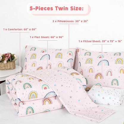 Twin Size Toddler Bedding Set for Girls 5 Piece Toddler Girl Bedding, Super - Image 6