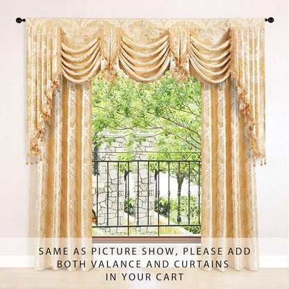 ELKCA Golden Jacquard Swag Waterfall Valance - Image 2