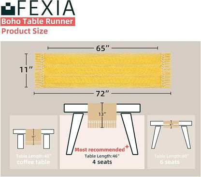 Gold Macrame Table Runner with Tassels - Image 2