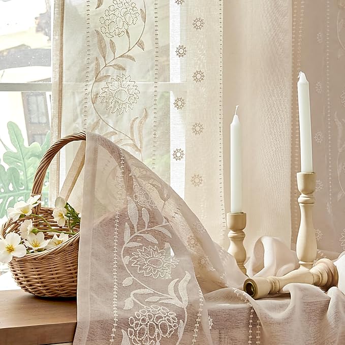 jinchan Winslow Sheer Curtains 63 Inch Length - Image 3
