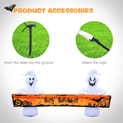 MUMTOP Halloween Outdoor Inflatable Ghost Yard Decor with Happy Halloween