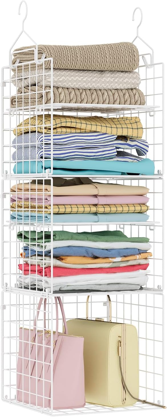 x-cosrack closet hanging organizer and storage - 5 shown in use